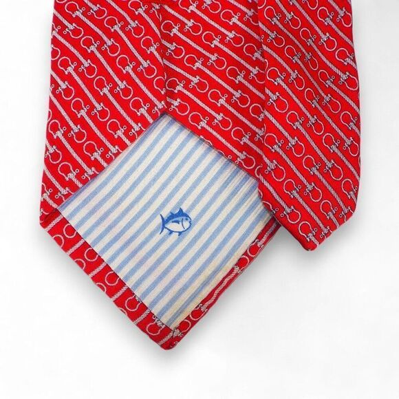 Southern Tide Just a Bit Print Red Men's Neck Tie - Picture 3 of 5